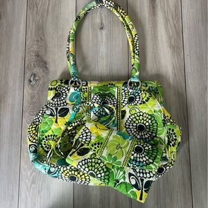 Vera Bradley Limes Up Frame Bag Purse & Wallet Quilted Green Floral Magnetic